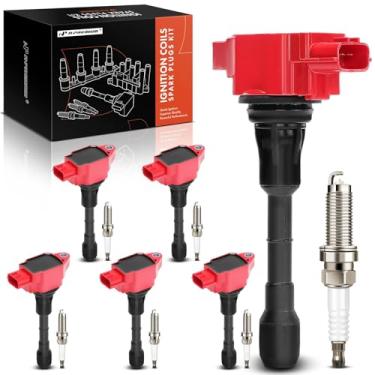 Imagem de A-Premium (Vermelho) Conjunto de 12 bobinas de ignição e velas de ignição irídio compatíveis com Nissan 370Z 2009-2020 e Infiniti EX37 2013, FX37 2013, G37, M37, Q40, Q50, Q60, Q70, Q70L, QX50, QX70