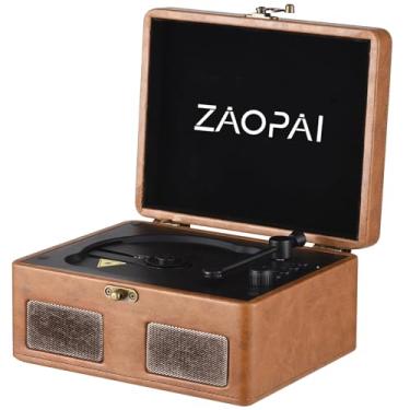 Imagem de Tocador de CD Portátil com bluetooth e USB, 2200mAH Bateria de Grande Capacidade, Toca Discos para Reuniões de Família e Amigos (Marrom Retrô)