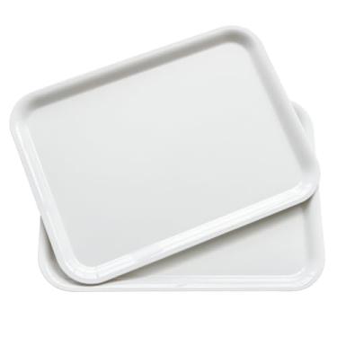 Imagem de Bandeja de melamina de 43 x 30 cm, bandeja de jantar, travessa de servir para aperitivos, café da manhã, bebidas, churrascos e festas, branca, conjunto de 2