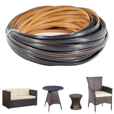 Imagem de Laphivieh Kit de reparo de vime de 1,4 m, suprimentos de reparo de vime de plástico, marrom escuro misto, material de substituição de vime sintético para reparo de móveis de vime de pátio, sofá e