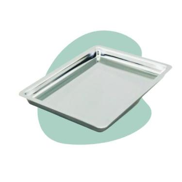 Imagem de Bandeja Inox Hospitalar Esterilização Autoclave 24x18x1,5cm Cuba Veter