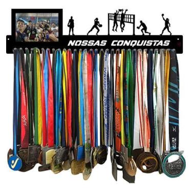 Imagem de Porta Medalhas Volei Misto P Ate 100 Medalhas Porta Retrato - QUADRO D