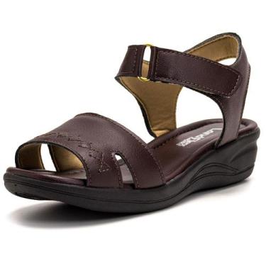 Imagem de Sandália Ortopédica Feminina Senhora Leve Macia - EMOT SHOES, Marrom, 