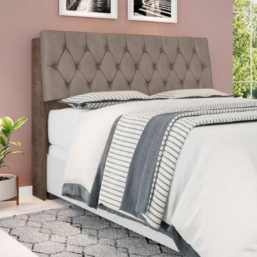 Imagem de Cabeceira Box Casal Isis Chocolate Com Capitonê Bege Escuro