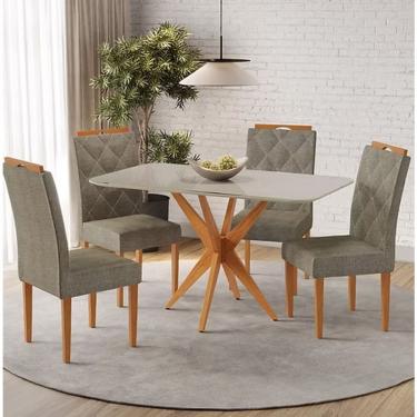 Imagem de Mesa Simpatia 1,20 4 Cadeiras Diamante Linho Jcm Cinamomo/off