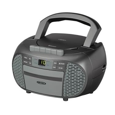 Imagem de JENSEN CD-550BT-GR Gravador de CD estéreo portátil Bluetooth com rádio AM/FM – Leitor de rádio compacto habilitado para Bluetooth com alça – cinza