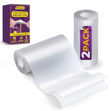 Imagem de Fita de reparo de tecido e vinil da ATACK, 7,6 cm x 50 m, transparente (conjunto com 2)