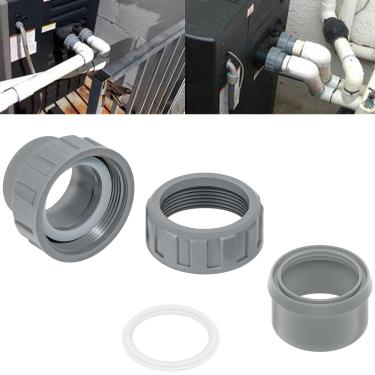 Imagem de mooncar Substituição para 006723F 5.1 cm PVC conector aquecedor flange & porca kit adequado para peças de aquecedor de piscina Raypak R185A R265A R335A R405A