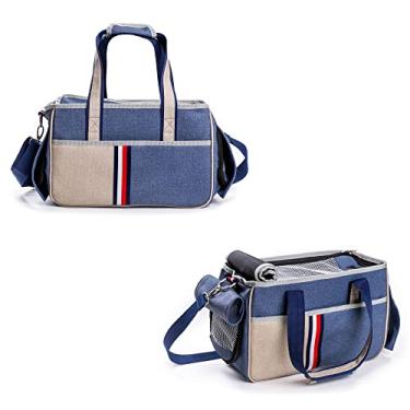 Imagem de Bolsa Pet de Passeio para Cães e Gatos, Petgram, Paris Azul - Com Fundo Removível e Prendedor para Coleira