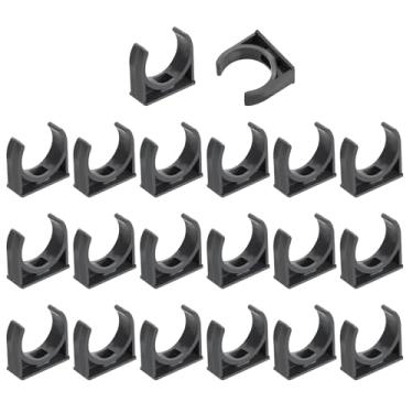 Imagem de uxcell 20 peças de grampos de tubo de água de PVC, fivelas de mangueira de tubulação em forma de U, suporte de tubo de irrigação para 32 mm OD para bandejas de TV, tubo de suporte de mangueira, cinza