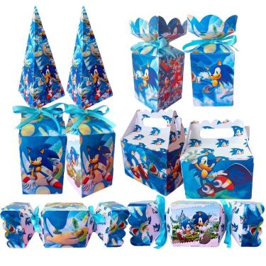 Imagem de Kit Festa Facil Lembrancinha Caixinha Para Doces Tema Sonic