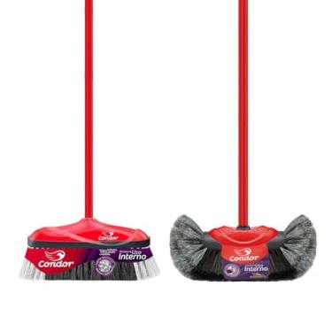 Imagem de Kit Limpeza 1 Vassoura Pelo Natural 1 Vassoura Sintética Com Cabo Condor