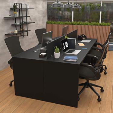 Imagem de Estação De Trabalho Mesa Plataforma Escritório 1200x600 4 Lugares Preto