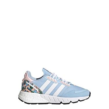 Imagem de adidas Originals Tênis infantil unissex Zx 1K Boost, Céu transparente/branco/coral neblina, 4.5 Big Kid