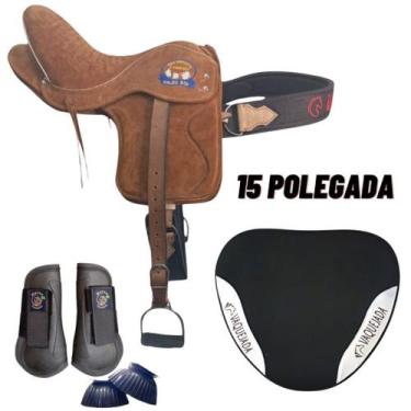 Imagem de Sela Semi Profissional Vaquejada Cavalo em Couro manta caneleira - sel