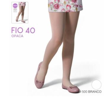 Imagem de Meia Calça Infantil Fio 40 Selene Branco, G, Branco
