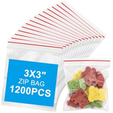Imagem de Aubeco 1200 peças de mini sacos de plástico de 7,5 x 7,6 cm, pequenos sacos com zíper resseláveis para pequenas empresas, armazenamento, presentes, doces, parafusos, joias, comprimidos diários