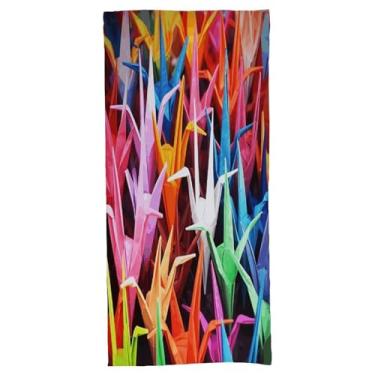 Imagem de RTSEBVN Toalhas de banho multifunções papel origami guindastes impressão toalhas macias grande toalha de banho para banheiro