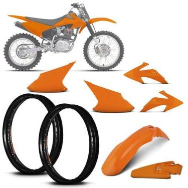 Imagem de Kit Plástico Crf 230f 2008 À 2014 + Par de Aros Pro Tork, Laranja