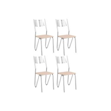 Imagem de Kit 4 Cadeiras Sala Jantar Nápoles 4C045 4 Un Cromado/Courano Nude - Kappesberg