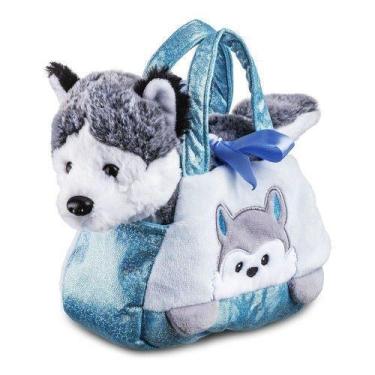 Imagem de Pelúcia Cutie Handbag Husky Azul c/ Bolsinha Multikids