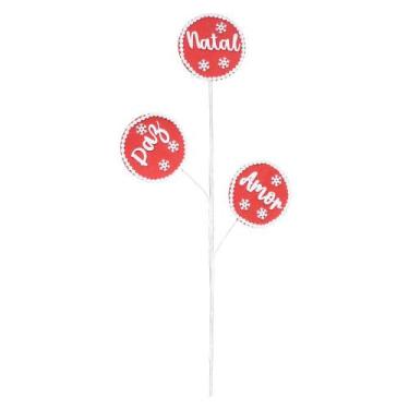 Imagem de Galho Decorativo De Natal Frases Vermelho E Branco - Florarte