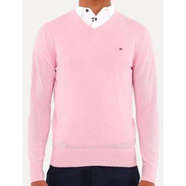 Imagem de Suéter Tommy Hilfiger Masculino Signature V-Neck Rosa Claro Mescla-Masculino