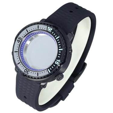 Imagem de FEIYASHI Caixa de relógio de vidro de cristal de safira preta, 100 m, à prova d'água, aço inoxidável para NH34 NH35, movimento atum, tartaruga, relógio enlatado, 7 movimentos NH35 + anel capítulo azul