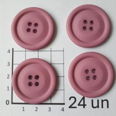 Imagem de Botões Rosa Chá 33mm 4 Furos Plástico Fosco 12 Un 24 Un 48 Un confecçã