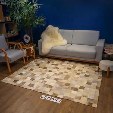 Imagem de Tapete de Couro Quadriculado Mix Areia 2x1,5m com placas de 10x10cm