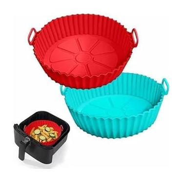 Imagem de Kit 6 Formas De Silicone Para Air Fryer Reutilizável Resistente Ao Calor Antiaderente Universal Para Fritadeira Elétrica