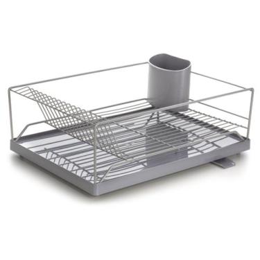 Imagem de Escorredor de Louças Aramado com Bandeja 16 Pratos Dry Forma, Cinza