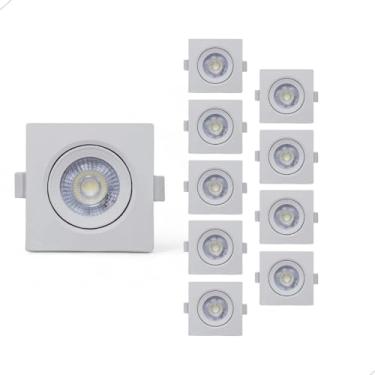 Imagem de Kit 10 Spot Led Embutir 5w Quadrado 3000k Branco Quente Bivolt