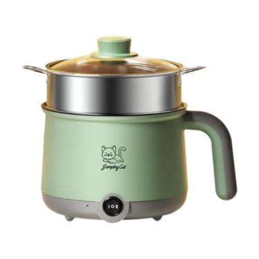 Imagem de Ｂｅｓｇａ Hot Pot Elétrico com Vaporizador Ramen Cooker 300W/600W Frigideira Elétrica 1.8L Mini Hot Pot Portátil para Arroz Frito, Sopa, Bife, Cinza Verde