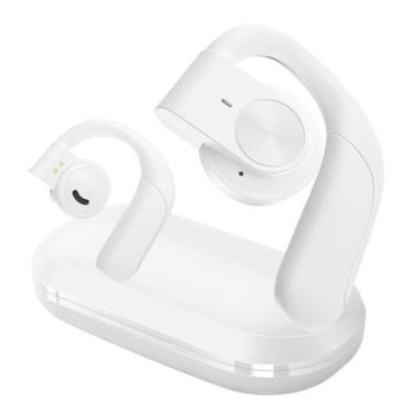 Imagem de ZHONGDE Fones de ouvido esportivos sem fio com ganchos de ouvido | Vida útil da bateria de 100 horas | Ao redor da orelha com microfone LR06 Branco