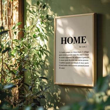 Imagem de Quadro Decorativo Home Definição Com Moldura Frases Significado Lar Família Preto Branco Minimalista Amor Conforto Sala Entrada Escritório Parede