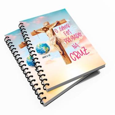 Imagem de 10 Cadernetas Evangélica 48 fls Jesus Amor - Premium