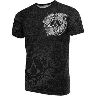Imagem de Camiseta Esportiva Do Deus Da Mitologia Nórdica, Camiseta De Manga Curta Com Símbolo Viking, Corvo, Lobo, Corvo, Cavalo De Oito Pernas, Black, M