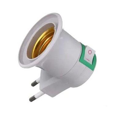 Imagem de Soquete Bocal E27 Adaptador Lâmpada Tomada Liga E Desliga Cor Branco -