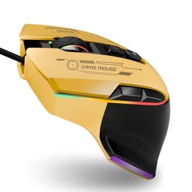 Imagem de AooKoNi Mouse para jogos, mouse para jogos com fio com retroiluminação RGB, 7200DPI ajustável, mouse para jogos de PC com 7 botões macro rogramáveis, mouse ergonômico para PC, desktop, Mac, laptop