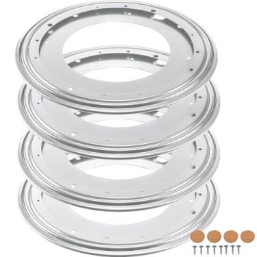 Imagem de ZEONHEI Pacote Com 4 Peças De 12" 360 Graus Lazy Susan Hardware, Base Placa Rolamentos Para Plataforma Giratória 5/16" Parafusos E Almofadas, Giratórios Cadeira Mesa Giratórias