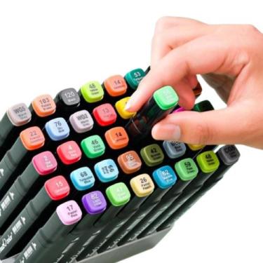 Imagem de Kit Canetas Coloridas Ponta Dupla 36 Cores Vibrantes Tinta à Base de Á