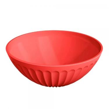 Imagem de Bowl Multiuso Plástica, Livre de BPA, Design Moderno, Pote P/Saladas Frutas Comida, Tigela, Utensílio de Cozinha, Resistente, Prático (Vermelho, 1,5 L)