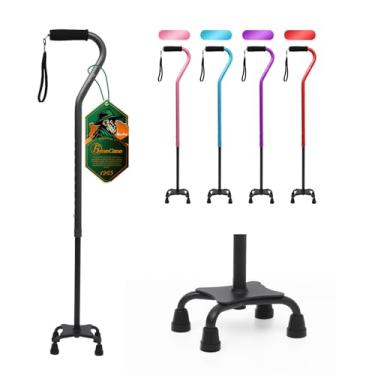 Imagem de BeneCane Bengala ajustável Quad Cane com alça acolchoada macia e leve, confortável com 4 pinos para estabilidade extra, pequena base quádrupla para homens, mulheres e idosos (preta)