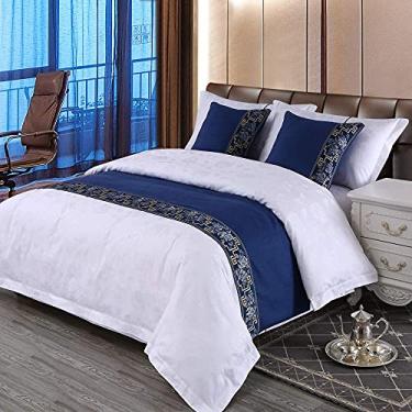 Imagem de Lenço de corredor de cama de hotel protetor de cama macio decoração de linho de cama capa de almofada de extremidade de cama à prova de poeira para cama de solteiro queen king size - azul||apenas 2