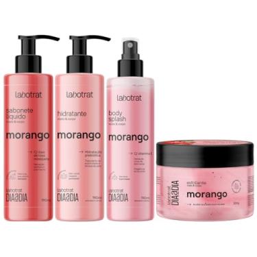 Imagem de Kit Banho Premium Labotrat Morango Completo 4 Produtos C/ Body Splash Corpo E Rosto Cheiro De Fruta