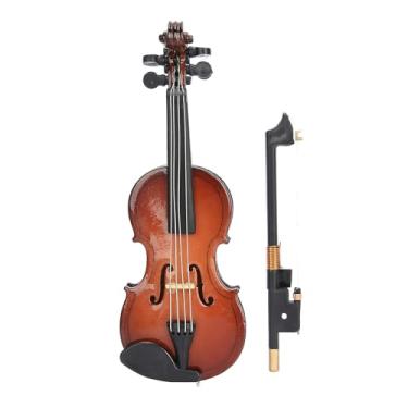 Imagem de SPYMINNPOO Modelo de Violino Em Miniatura, Violino Decorativo de Basswood Artesanal Com Stand & Bow for Home & Office Decor (7cm)