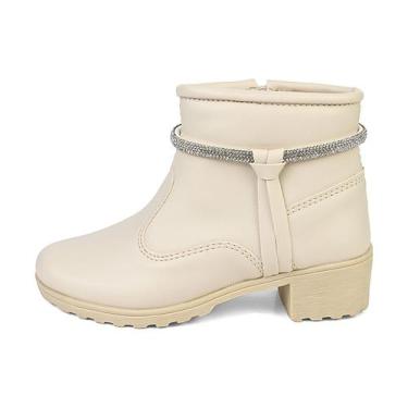 Imagem de Bota Coturno Menina Infantil Ankle Boot Tira Strass - LLP, Off white, 