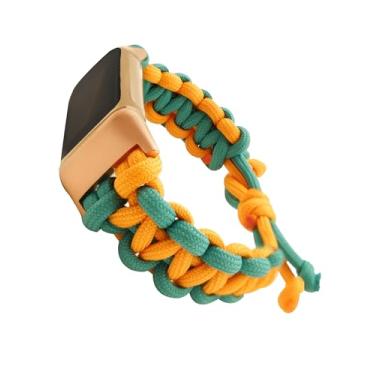 Imagem de Pulseira de substituição compatível com Fitbit Charge 5/Fitbit Charge 6 para mulheres e homens, pulseira de corda trançada à mão, ajustável, respirável, de substituição de nylon macio (laranja)