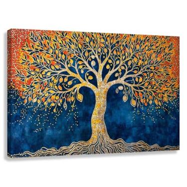 Imagem de Árvore da Vida Arte de Parede Vida Dourada Impressão em Tela Decoração para Sala de Estar Quarto 90x60cmx1